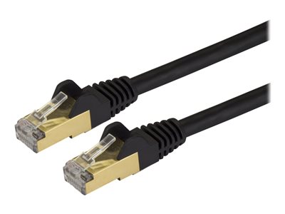 StarTech.com 10ft CAT6A Ethernet Cable, 10 Gigabit Shielded Snagless RJ45 100W PoE Patch Cord, CAT 6A 10GbE STP Network Cable w/Strain Relief, Black, Fluke Tested/UL Certified Wiring/TIA - Category 6A - 26AWG (C6ASPAT10BK)