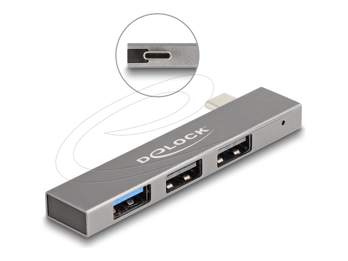 3 Port Slim USB Hub with USB Type-C to