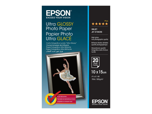 Image of Epson Ultra Glossy Photo Paper - photo paper - glossy - 20 sheet(s) - 100 x 150 mm