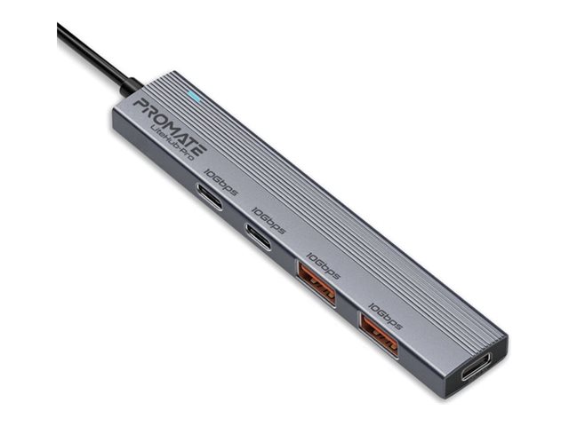 Promate LiteHub-Pro hub multi-port 10Gbps USB-C 4 Product shot Right-angle 79400