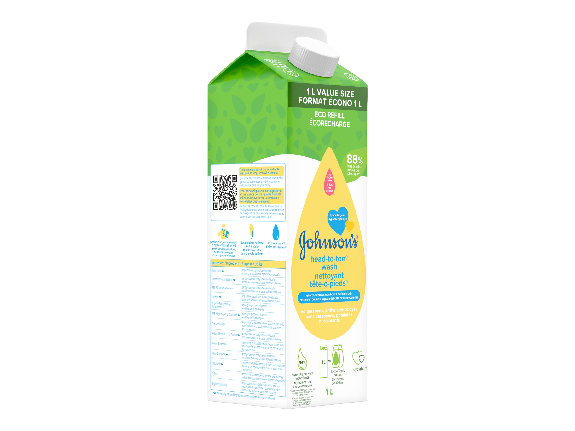 Johnson's Head-To-Toe Baby Body/Hair Wash Refill - 1L