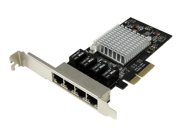Image of StarTech.com 4 Port PCIe Network Card - RJ45 Port - Intel i350 Chipset - Ethernet Server / Desktop Network Card - Dual Gigabit NIC Card (ST4000SPEXI) - network adapter - PCIe x4