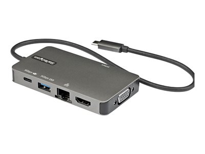 StarTech.com USB-C Multiport Adapter, USB-C to 4K 30Hz HDMI or 1080p VGA, USB Type-C Mini Dock with 100W Power Delivery Passthrough, 3-Port USB 3.0 Hub 5Gbps, GbE, 12" Long Attached Cable