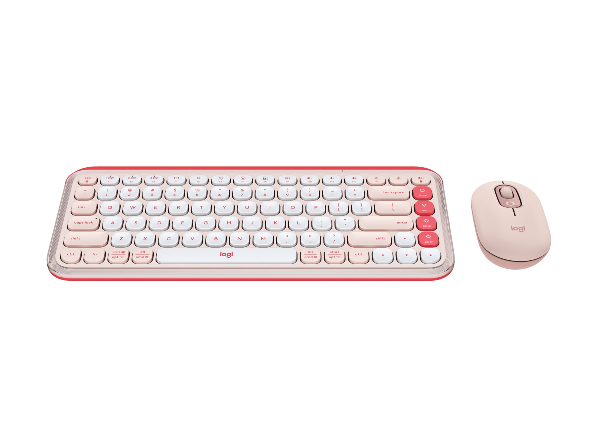 Logitech POP Icon Combo keyboard and mouse set QWERTY English rose off white Input Product shot Front 79951