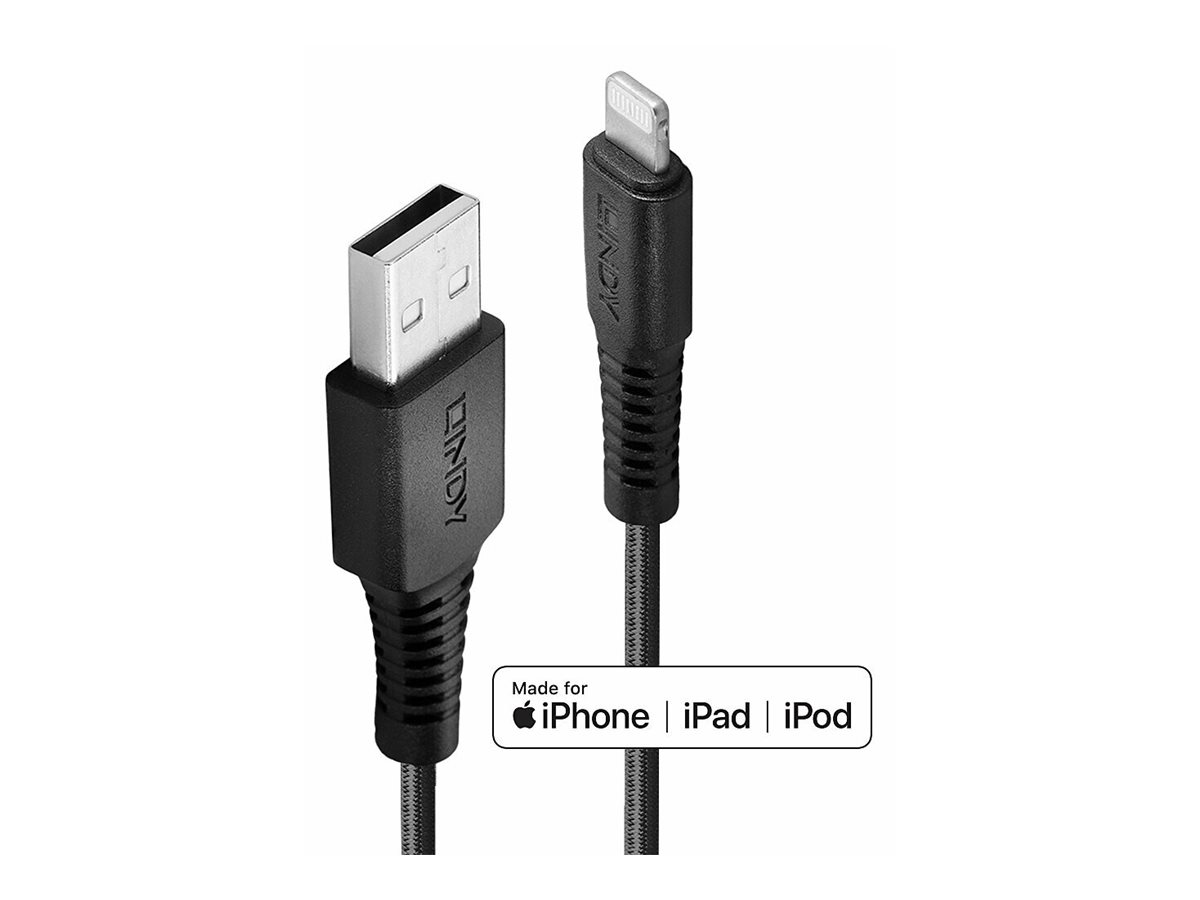 LINDY 3m Reinf. USB Type A to Lightning