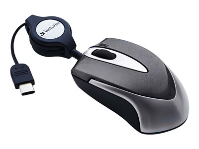 Verbatim Mini Travel Mouse - Mouse - optical - 3 buttons - wired - USB - black
