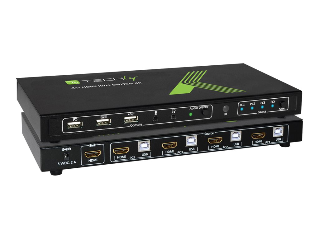 TECHLY 028702 Techly 4-portowy przełącznik KVM HDMI/USB 4x1 z audio
