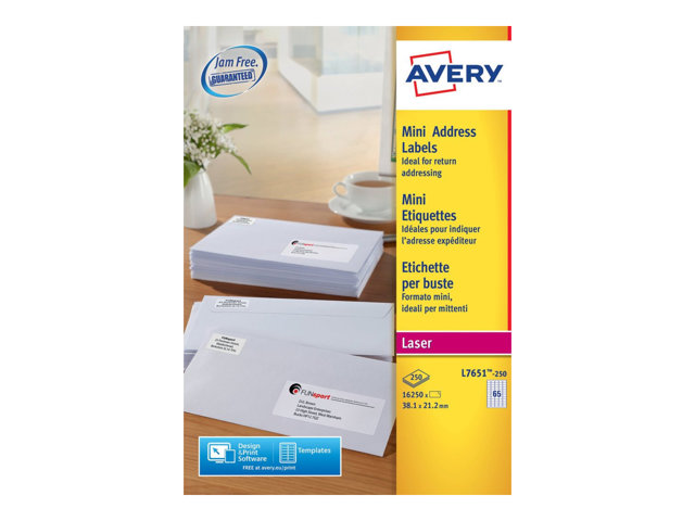 Avery Mini Laser Labels L7651 Labels 16250 Labels 381 X 212 Mm