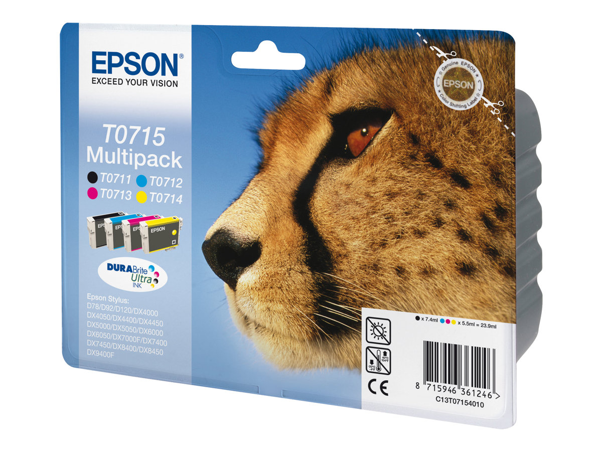 Epson Multipack T0715 4 Pack Black Yellow Cyan Magenta Original Ink Cartridge Epson Multipack T0715 4 Pack Black Yellow Cyan Magenta Original Ink Cartridge