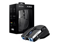 EVGA X20 Mouse ergonomic optical 10 buttons wireless, wired USB, Bluetooth, 2.4 GHz 