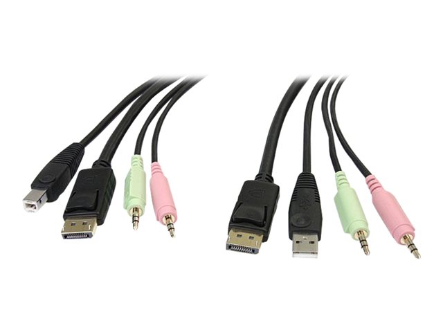 Image of StarTech.com 6ft 4-in-1 USB DisplayPort® KVM Switch Cable w/ Audio & Microphone (DP4N1USB6) - video / USB / audio cable - 1.8 m