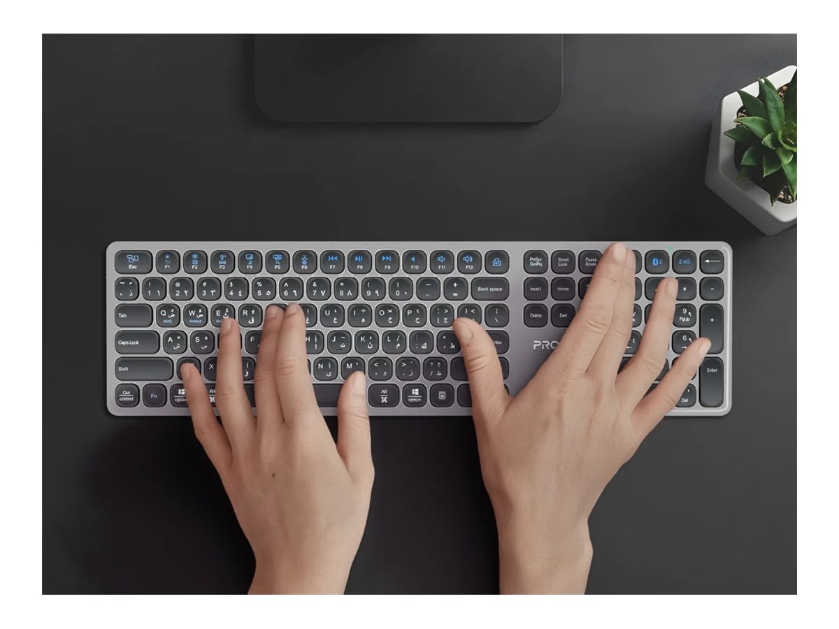 Promate ProKeys-X2 keyboard triple-mode slim full size QWERTY English Input Usage / lifestyle Front 72725
