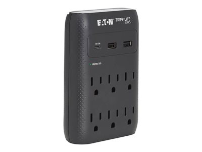 Eaton Tripp Lite Series Protect It! Surge Protector 6-Outlet 5-15R Outlets USB-C and USB-A Ports 5-15P Direct Plug-In Black