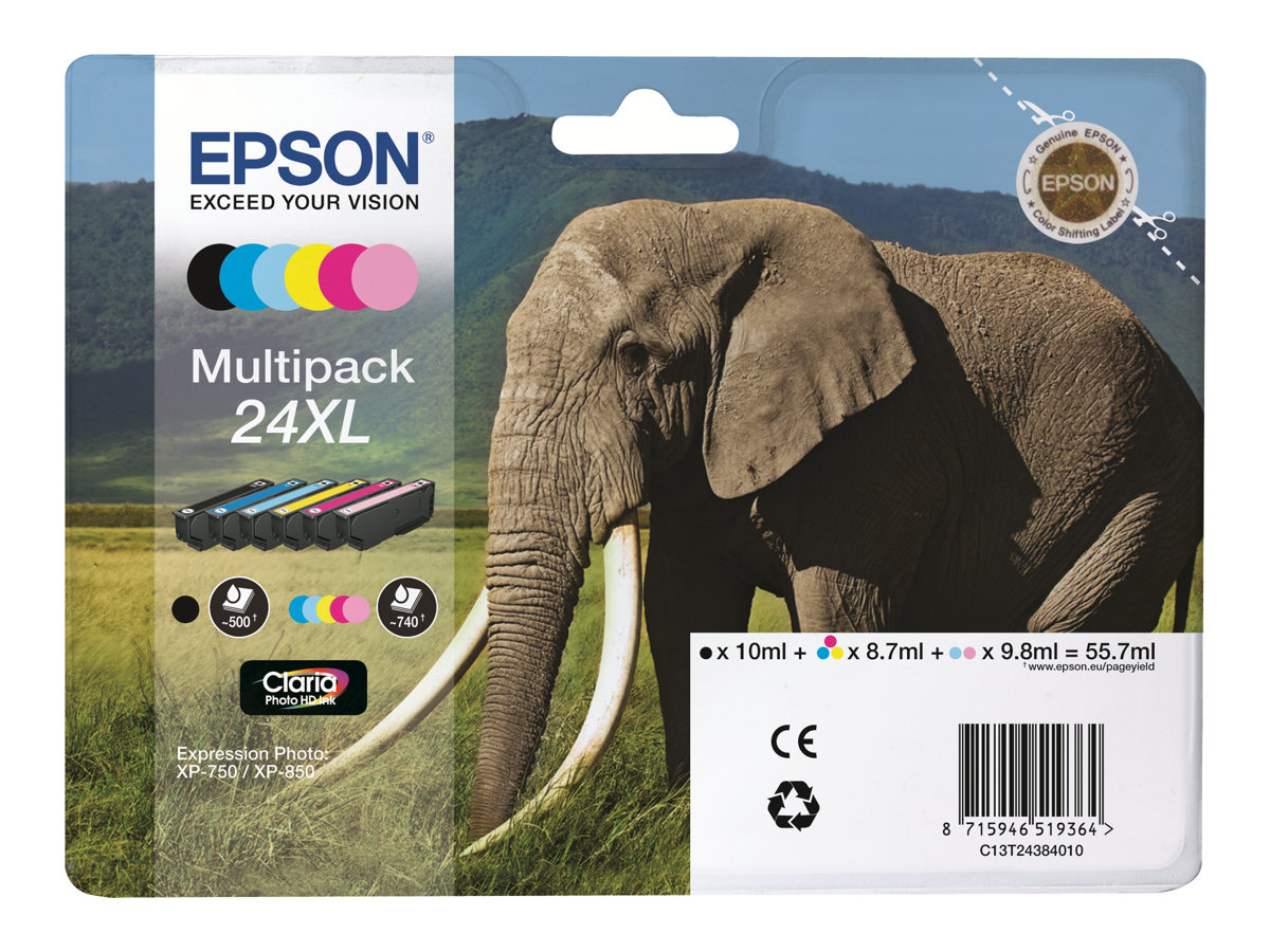 Epson 24XL Multipack - 6-balení - XL - černá, žlutá, azurová, purpurová, světlá fialová, světle azurová - originální - inkoustová cartridge – foto 4