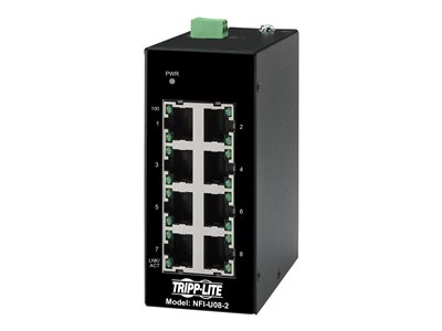 Tripp Lite Unmanaged Industrial Ethernet Switch 8-Port 10/100 Mbps, Ruggedized, DIN Mount 