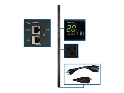 Tripp Lite 1.9kW Single-Phase Switched PDU with LX Platform Interface, 120V Outlets (24 5-15/20R), 10 ft. Cord w/L5-20P, 0U, TAA