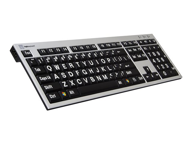 Logickeyboard Xl Print Slim Line Keyboard Europe White On Black Input Device
