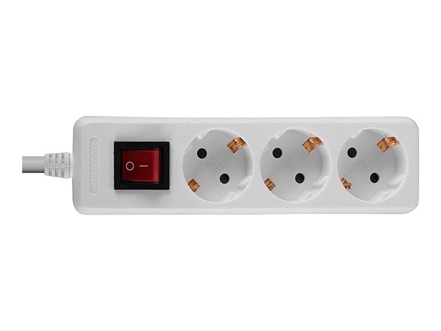 Multiprise 3 prises Schuko avec interrupteur, blanc