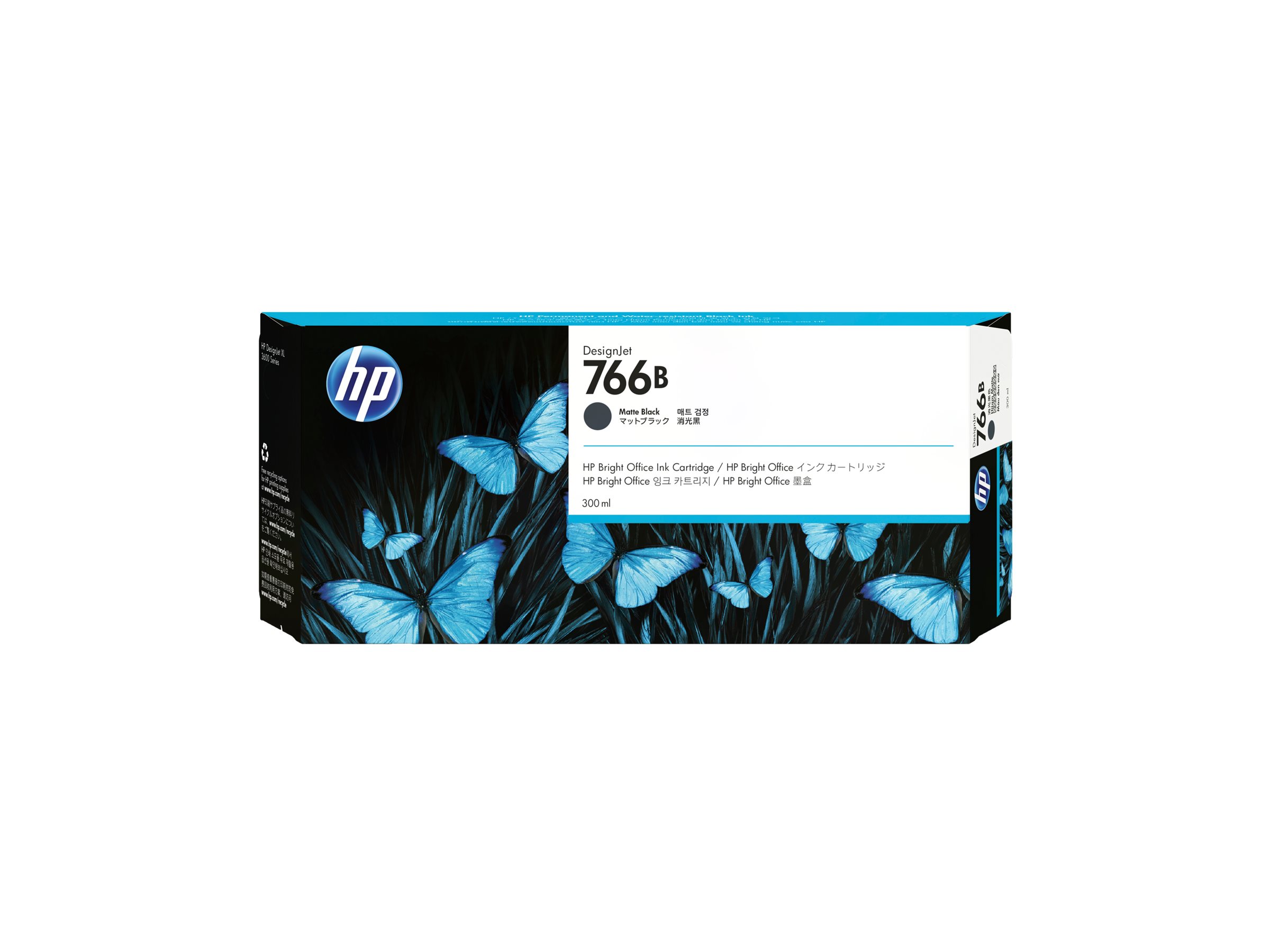 HP 766B matte black original DesignJet ink Product shot Front 79950