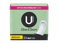 U by Kotex Clean & Secure Maxi Sanitary Pads - Regular - 24's
