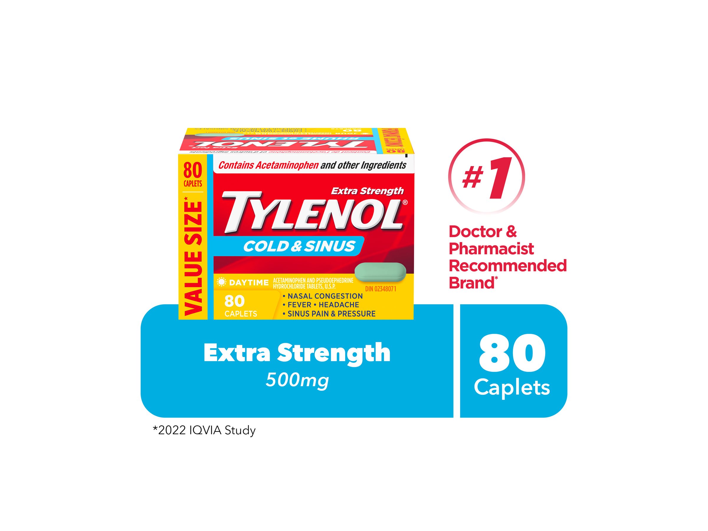 Tylenol* Extra Strength Cold and Sinus Daytime Caplets - 80s� �