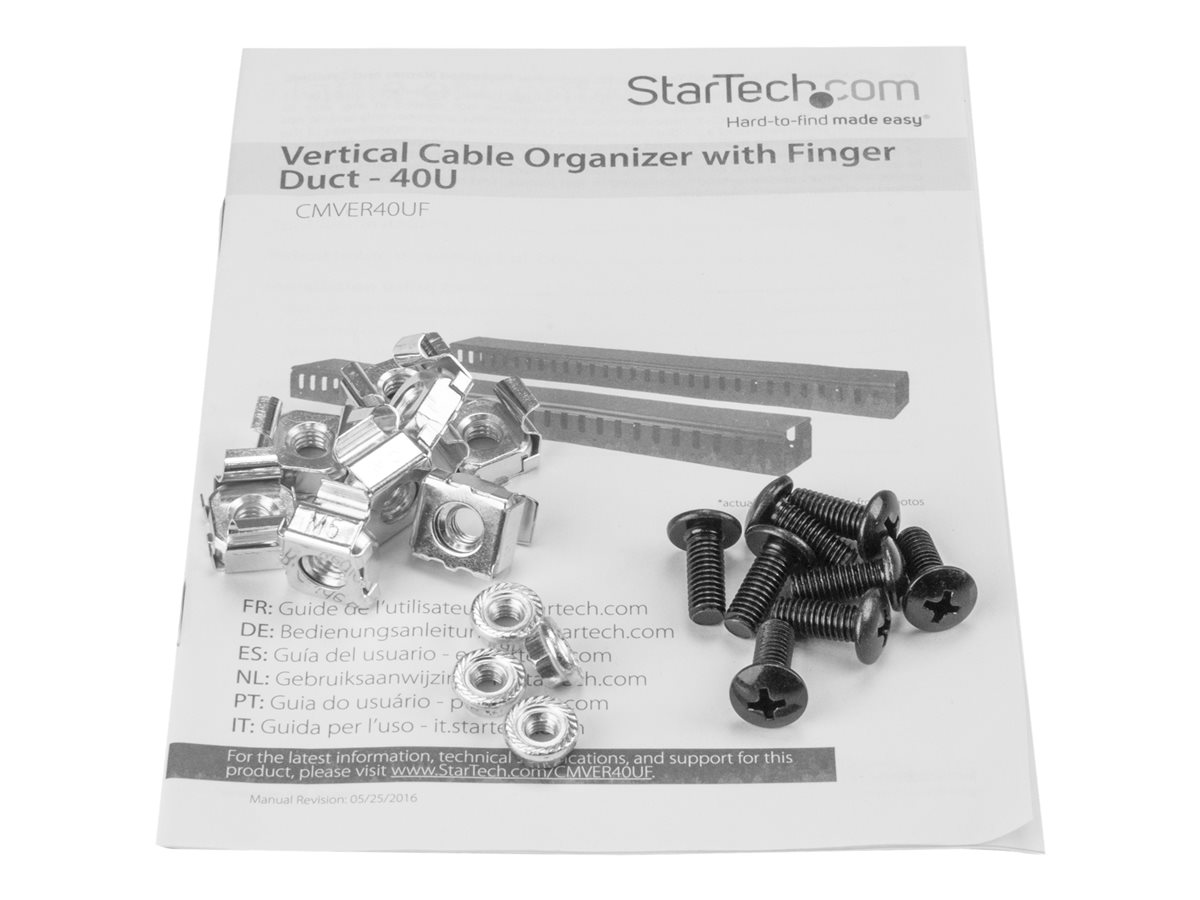 StarTech.com Vertical Cable Organizer with Finger Ducts - Vertical Cable Management Panel - Rack-Mount Cable Raceway - 0U - 6 ft. (CMVER40UF) - kabelový organizér - 40U – foto 13
