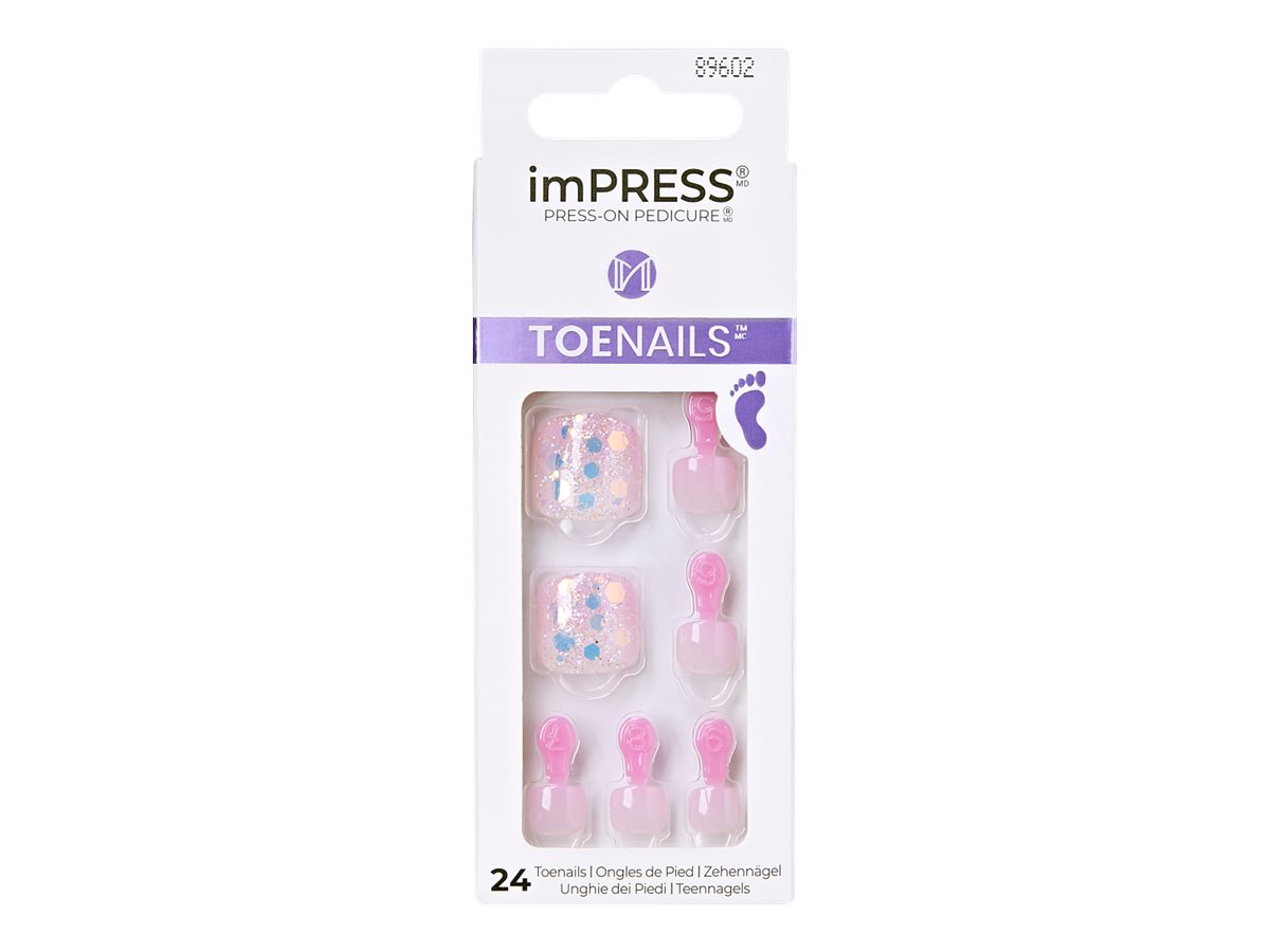 ImPRESS Press-On Pedicure False Toe Nails Kit - Brave Hearts - 24's