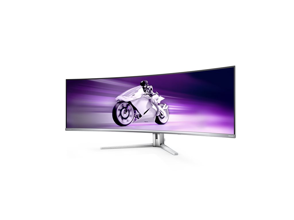 Philips Evnia 8000 49M2C8900, OLED monitor, gaming, curved, 49" (48.9" viewable), 5120 x 1440 Dual Quad HD @ 240 Hz, 1000 cd/m², 15000000:1, DisplayHDR 400 True Black, 0.03 ms, 2xHDMI, DisplayPort, USB-C, speakers with subwoofer, white
