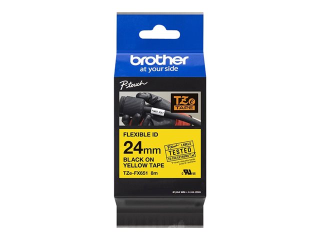 Ruban TZ laminé flexible 24mm Noir/Jaune