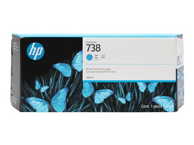 HP 738 300-ml Cyan DesignJet Ink Cartrid - 676M6A