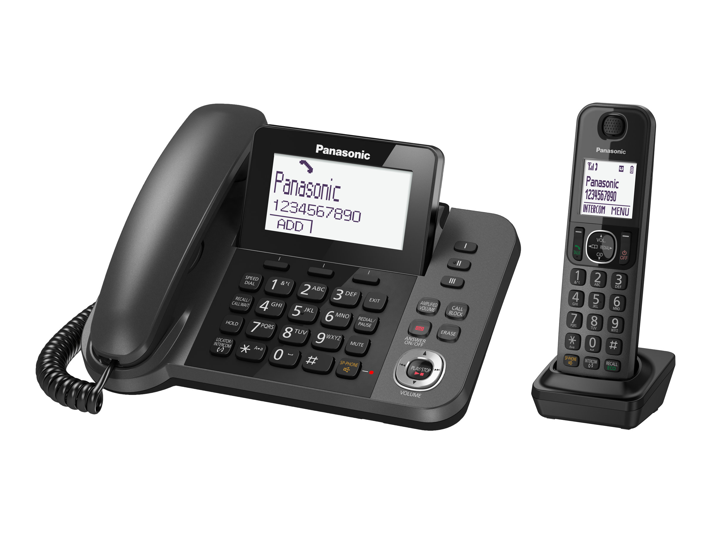 An image of Panasonic KX-TGF320 - corded/cordless - answering system with caller ID - 3-way call capability