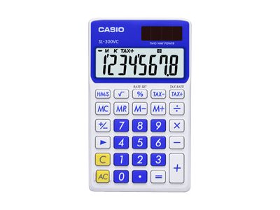 Casio SL-300VC Pocket calculator 8 digits solar panel, battery aqua blue