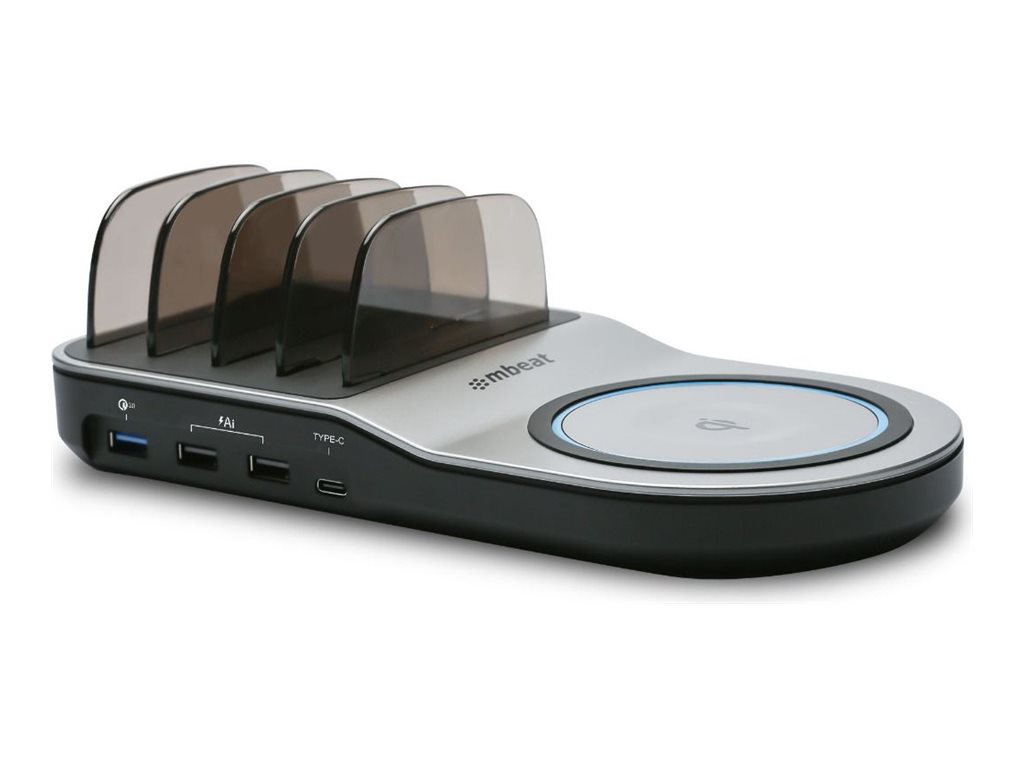 mbeat Gorilla Power wireless charging stand, multi device, 2 x USB, USB-C, 50 Watt