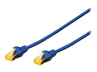 DIGITUS Professional CAT 6a Kabel med afskærmning med folie og kobberfletning (SFTP 25cm Patchkabel Blå