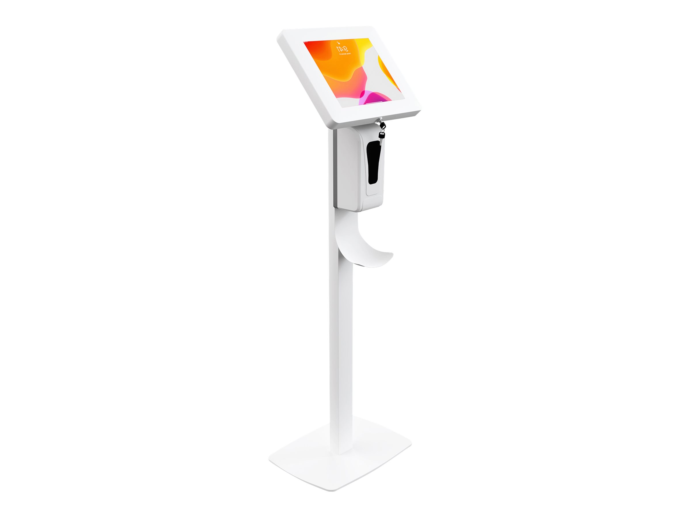 CTA Thin Profile Floor Stand w/ Sanitizing Dispenser & Security Enclosure