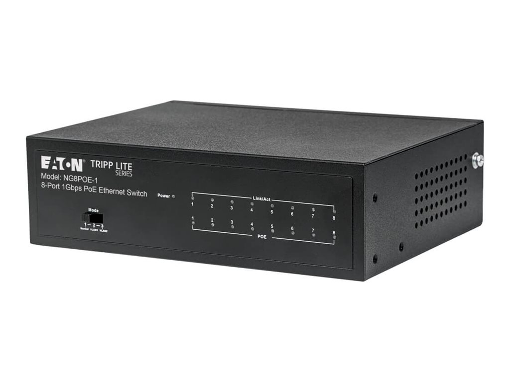 Eaton Tripp Lite series Desktop Gigabit Ethernet Unmanaged Switch with PoE+ 8-Port 10/100/1000 Mbps 60W Metal