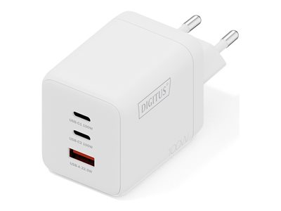 DIGITUS USB-Ladegerät GaN 100W,  2x USB-C,  1x USB-A    weiß