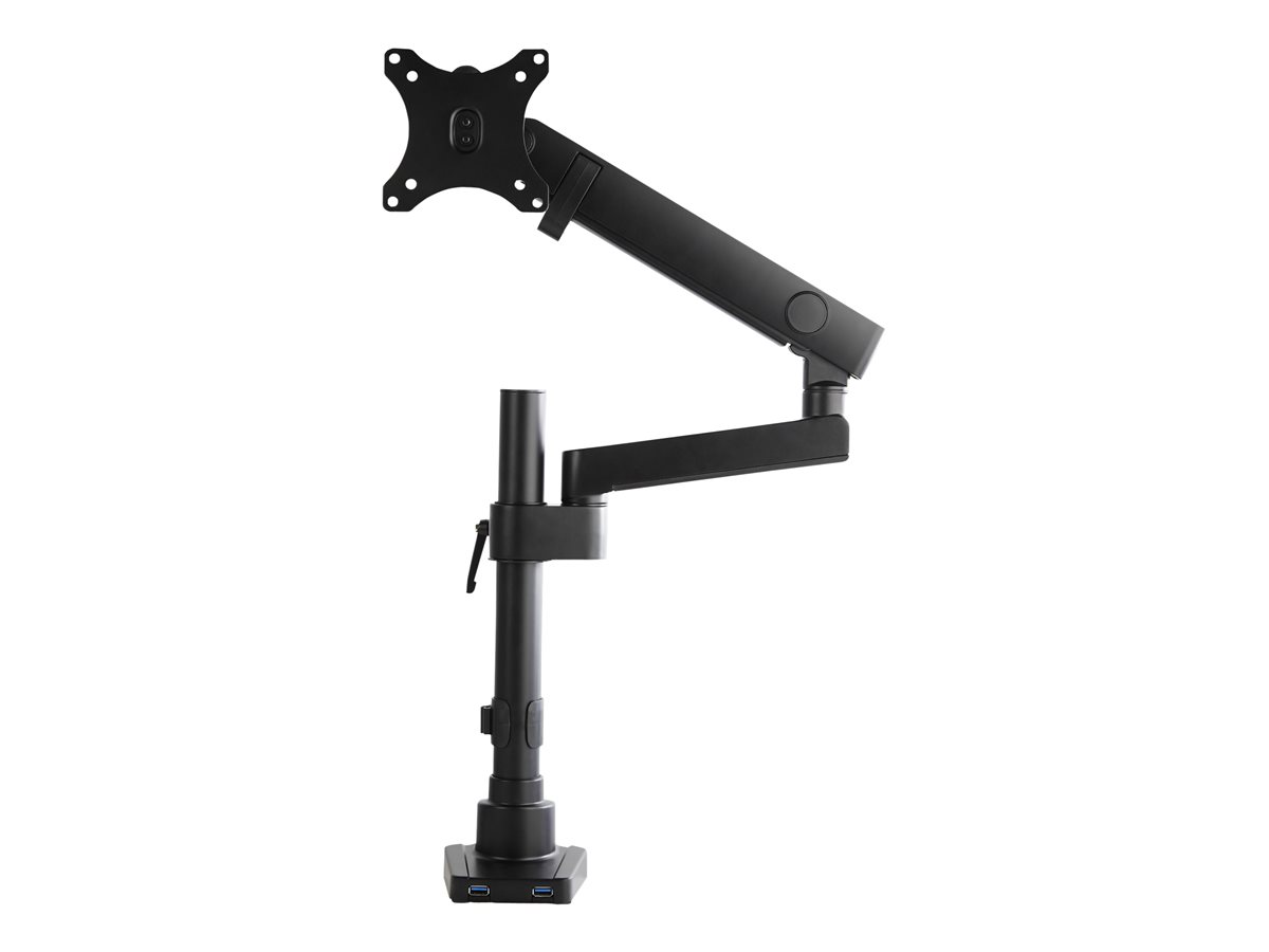 StarTech.com Desk Mount Monitor Arm with 2x USB 3.0 ports, Pole Mount Full Motion Single Arm Monitor Mount up to 17.6lbs/8kg VESA Display, Ergonomic Articulating Monitor Arm, Clamp/Grommet - Small Footprint Design (ARMPIVOT2USB3) montážní sada - pro obrazovka - černá – foto 5