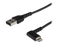 StarTech.com 2m USB A to Lightning Cable iPhone iPad Durable Right Angled 90 Degree Black Charger Cord w/Aramid Fiber Apple MFI Certified Lightning-kabel 2m