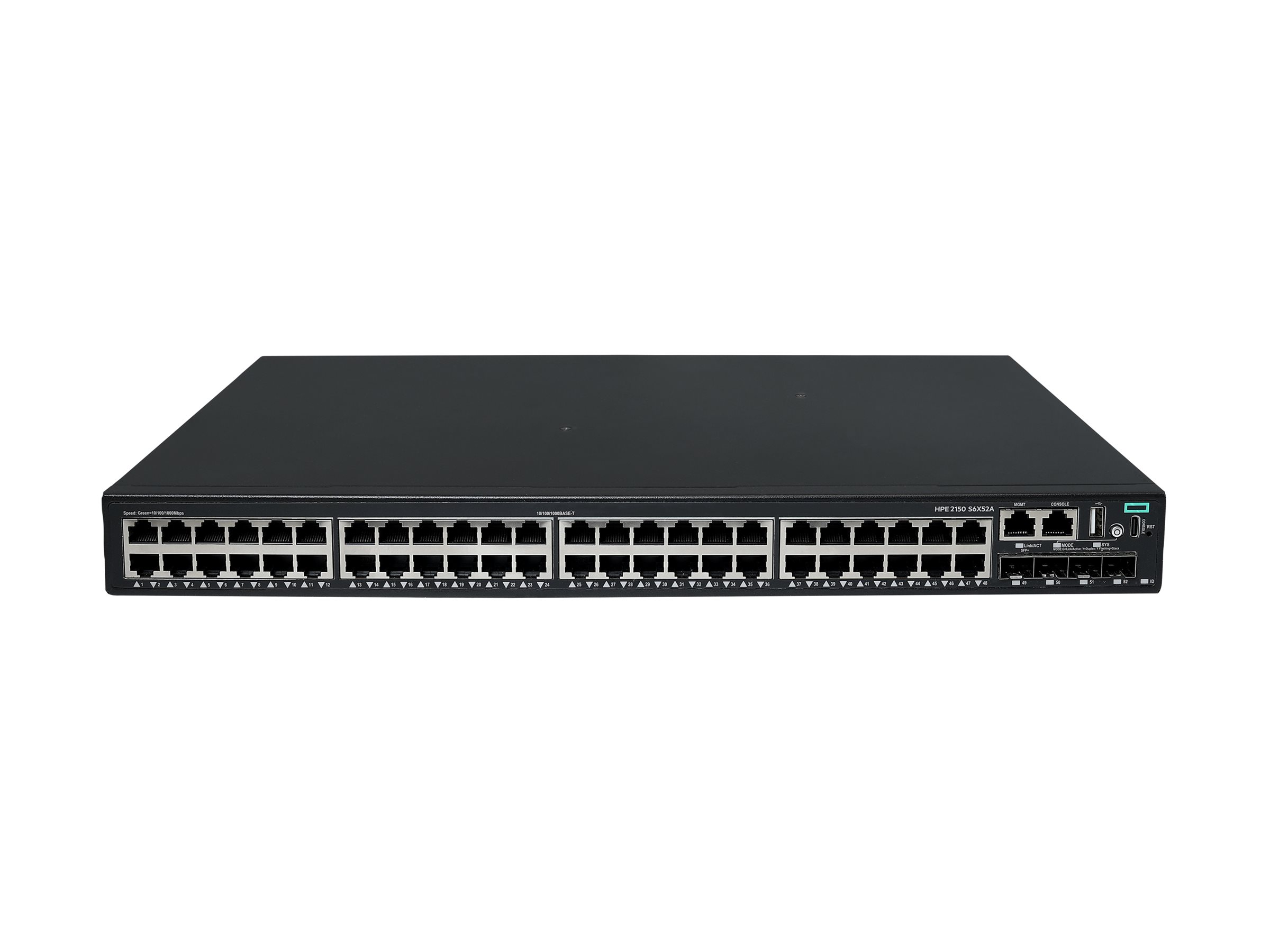 HPE Networking Comware 2150 48p 10M/100M/1G 4p SFP+ 1G/10G switch 48 ports Managed Product shot Right-angle 80000