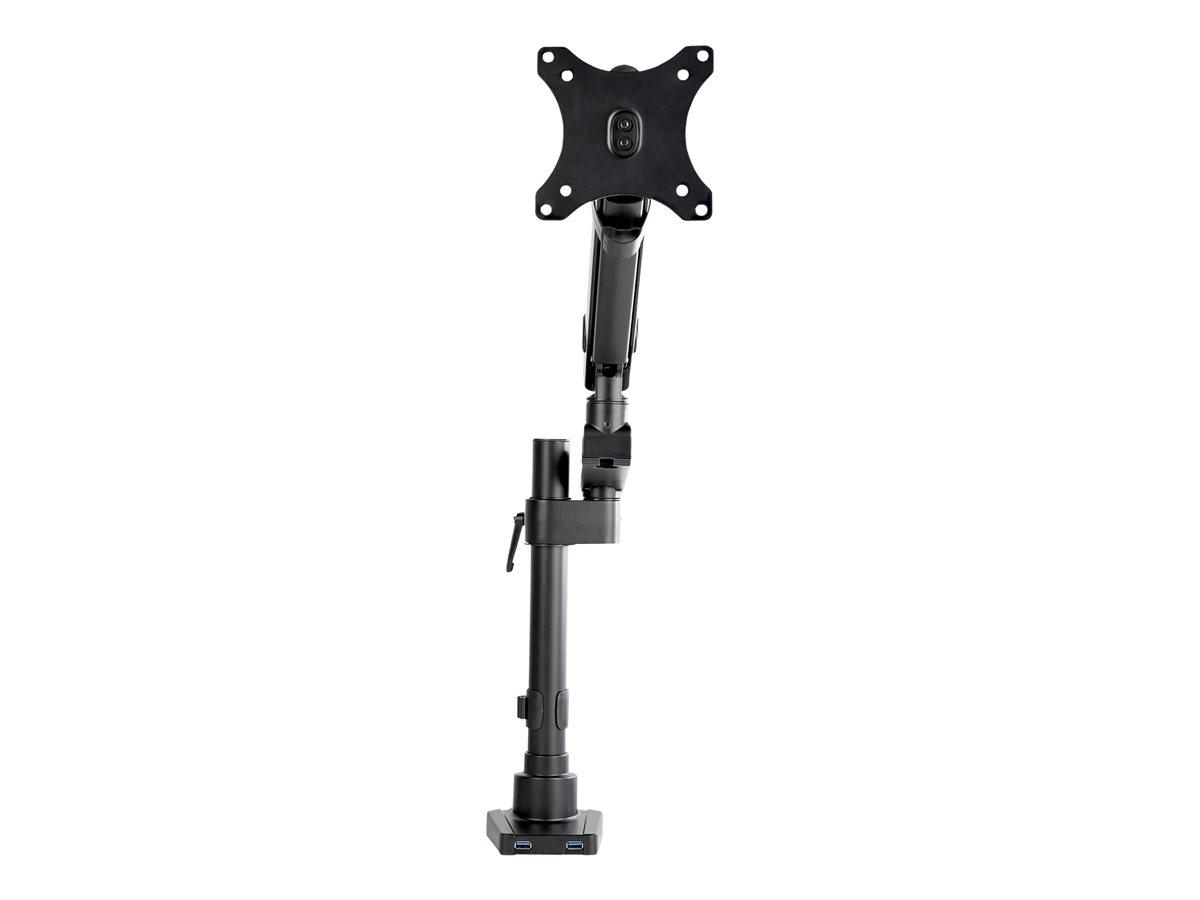 StarTech.com Desk Mount Monitor Arm with 2x USB 3.0 ports, Pole Mount Full Motion Single Arm Monitor Mount up to 17.6lbs/8kg VESA Display, Ergonomic Articulating Monitor Arm, Clamp/Grommet - Small Footprint Design (ARMPIVOT2USB3) montážní sada - pro obrazovka - černá – foto 4
