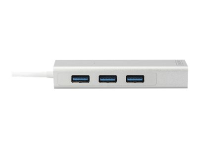 DIGITUS USB-Hub 3-Port 3.0->3xA3.0 1xLAN integr. Kabel we - DA-70250-1