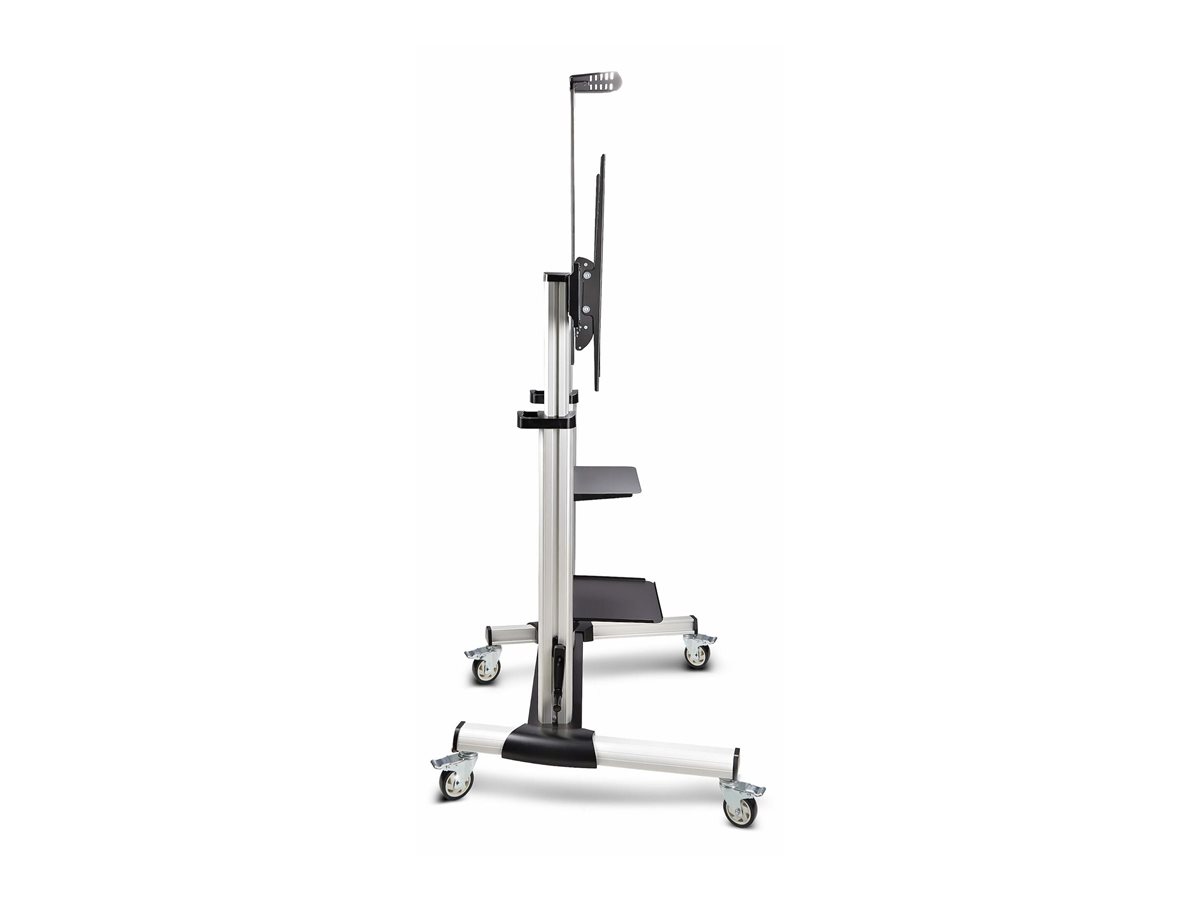 StarTech.com Rolling TV Cart/Stand On Wheels, Up to 100inch/220lb Screens vozík - pro plochý panel - černá, stříbrná – foto 7
