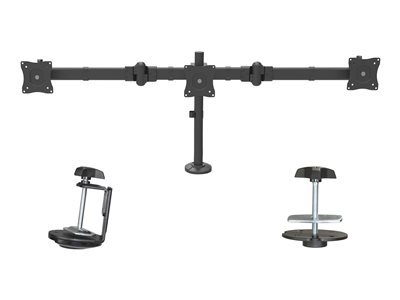Startech Desk Mount Triple Monitor Arm, Ergonomic VESA 3 Monitor Mount up to 27", Articulating & Height Adjustable Pole Mount, Tilt/Swivel/Rotate LCD/LED Screen, Desk Clamp/Grommet