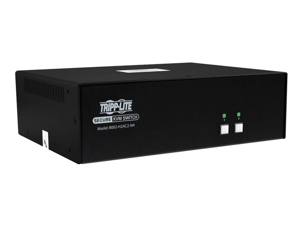 Tripp Lite Secure KVM Switch, 2-Port, Dual Head, HDMI to HDMI, 4K, NIAP PP4.0, Audio, CAC, TAA