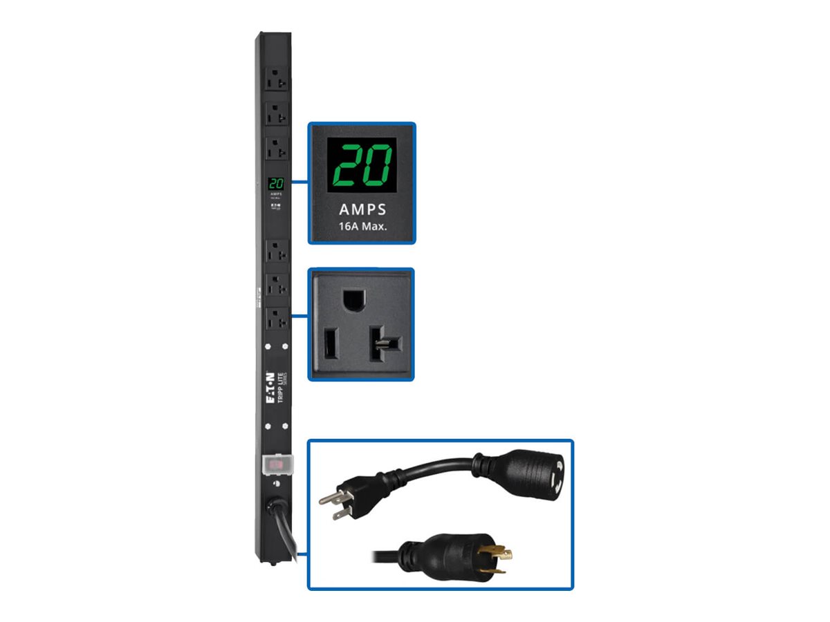 Eaton Tripp Lite Series PDU Metered 120V 20A 5-15/20R 6 Outlet L5-20P 24" Height 0URM