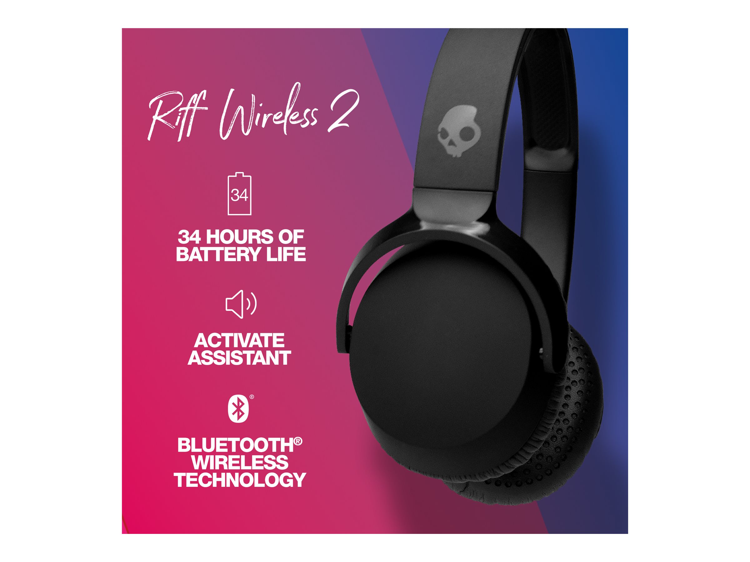 Skullcandy Riff Wireless 2 Bluetooth On-Ear Headphones - True