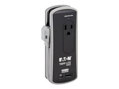 Eaton Tripp Lite Series Protect It! Travel-Size Surge Protector 2-Outlet 5-15R Outlets USB-C and USB-A Ports 5-15P Input Black