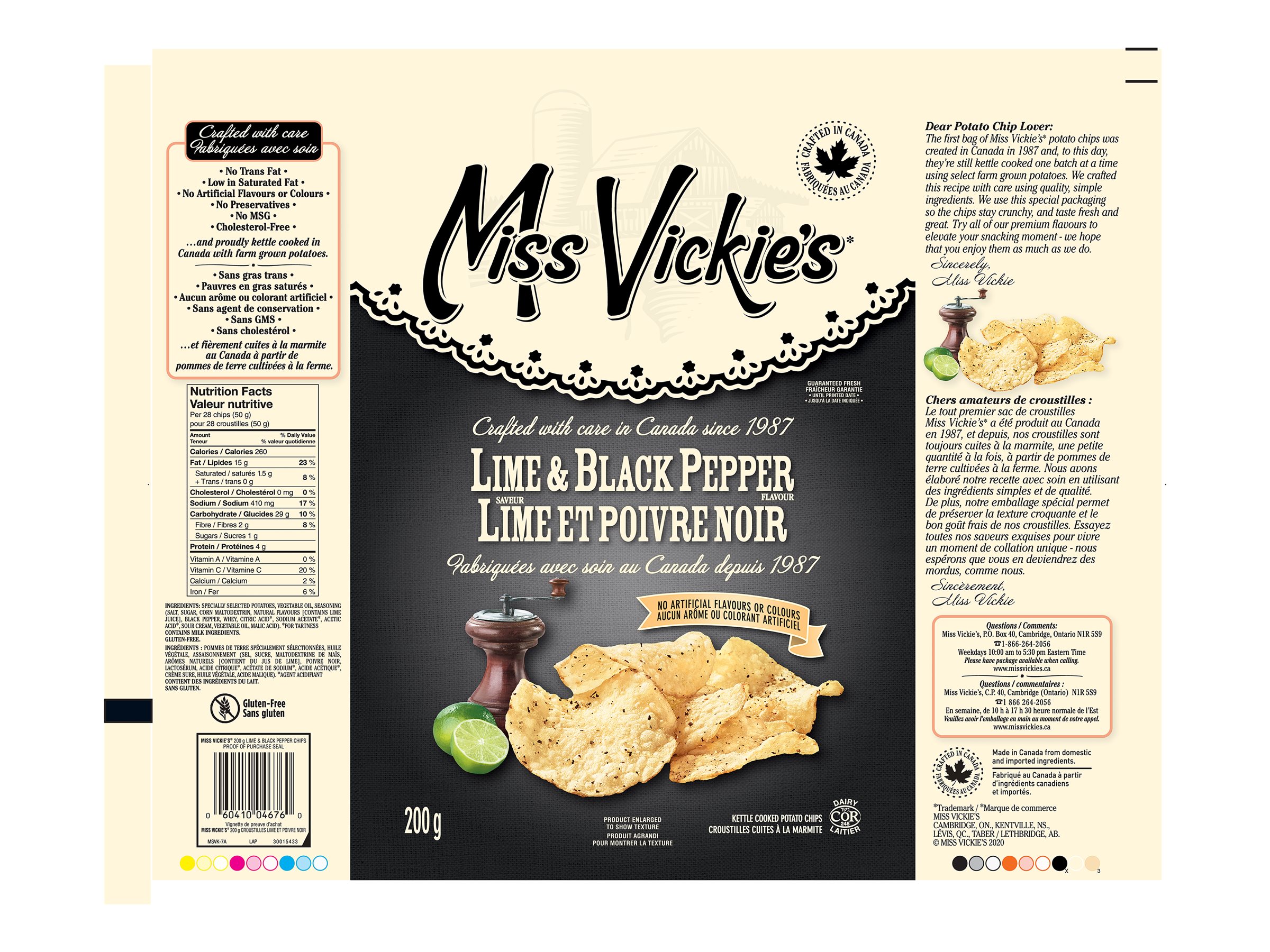 Miss Vickie's Potato Chips - Lime & Black Pepper - 200g