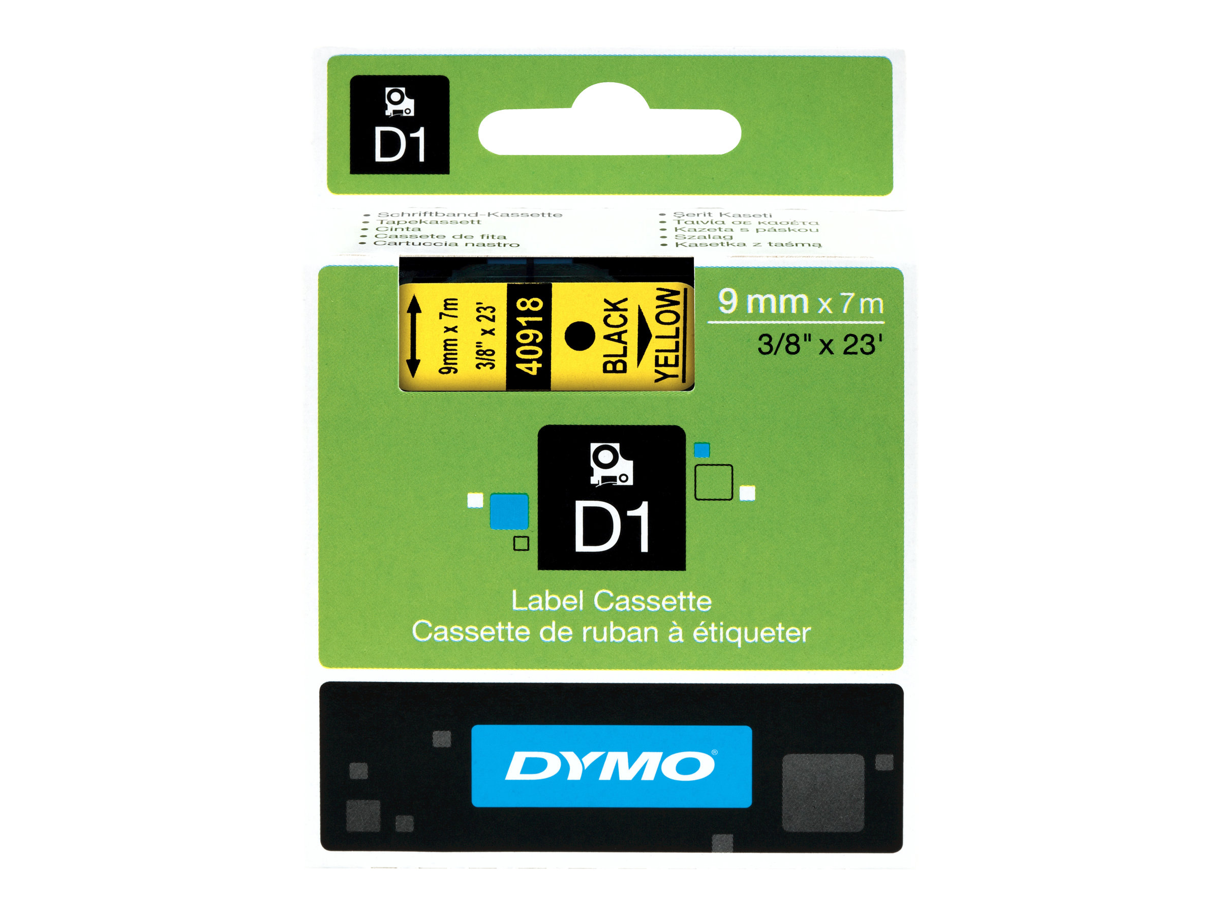 An image of DYMO D1 - label tape - 1 cassette(s) - Roll (0.9 cm x 7 m)